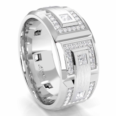 Modern Link Design Diamond Eternity Men's Wedding Band 14k White Gold 1.35 Ct.