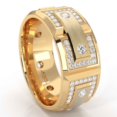 Pave Bezel Set Diamond Eternity Men's Wedding Band 18k Gold Yellow 1.10 Ct. (1.1Ct. tw.)