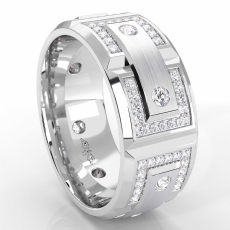 Pave Bezel Set Diamond Eternity Men's Wedding Band 14k White Gold 1.10 Ct.