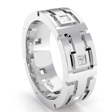 Bezel Set Princess Diamond Eternity Men's Wedding Band 14k White Gold 0.50 Ct.