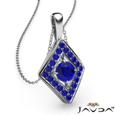 0.20Ct Kite Style Sapphire Pendant Necklace In 14k White Gold 18 Inch Chain