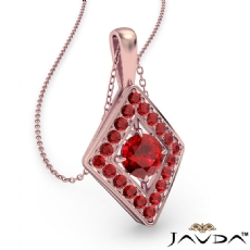 <Dcarat> Kite Style Ruby Pendant Necklace In 14k Rose Gold 18 Inch Chain