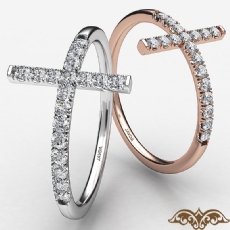 U Split Pave Cross Round Diamond Womens Wedding Band In 14k Rose Gold  (0.15Ct. tw.)