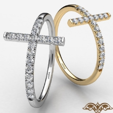 U Split Pave Cross Round Diamond Womens Wedding Band In 14k White Gold 0.15 Ct