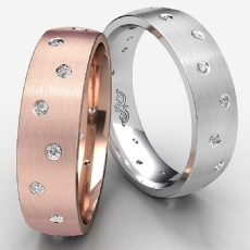 Men's Gypsy Set Diamond Matte Eternity Wedding Band in 14k Rose Gold  (0.25Ct. tw.)