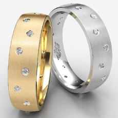 Men's Gypsy Set Diamond Matte Eternity Wedding Band in 14k Gold Yellow  (0.25Ct. tw.)