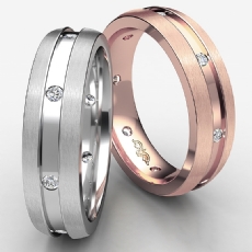 Men's Diamond Eternity Wedding Band Brushed Finish Sides 14k Rose Gold  (0.16Ct. tw.)