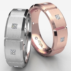 Diamond Eternity Men's Wedding Band in 14k Rose Gold Matte Comfort Fit  (0.5Ct. tw.)