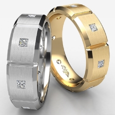 Diamond Eternity Men's Wedding Band in Platinum 950 Matte Comfort Fit  (0.5Ct. tw.)