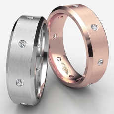 Brushed Finish Bezel Diamond Eternity Men's Wedding Band 14k Rose Gold (0.16Ct. tw.)