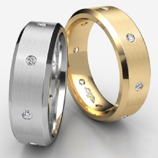 Brushed Finish Bezel Diamond Eternity Men's Wedding Band Platinum 950 (0.16Ct. tw.)