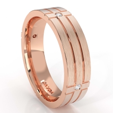 Men's 18k Rose Gold Cross Diamond Matte Eternity Wedding Band  (0.3Ct. tw.)