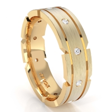 Grooved Bezel Diamond Matte Men's Eternity Wedding Band 14k Gold Yellow  (0.21Ct. tw.)