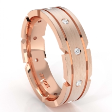 Grooved Bezel Diamond Matte Men's Eternity Wedding Band 14k Rose Gold  (0.21Ct. tw.)