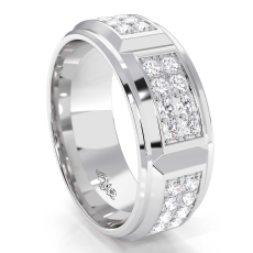 2 Row Round Diamond Eternity Men's Wedding Band In 18k Gold White 1.43 Ct. (1.43Ct. tw.)