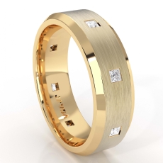 Bevel Edge Brushed Bezel Diamond Eternity Mens Wedding Band 14k Gold Yellow  (0.5Ct. tw.)