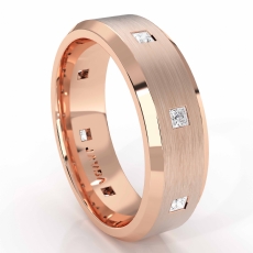 Bevel Edge Brushed Bezel Diamond Eternity Mens Wedding Band 14k Rose Gold  (0.5Ct. tw.)