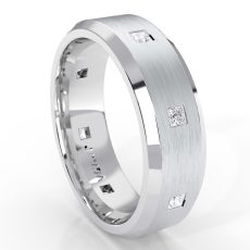 Bevel Edge Brushed Bezel Diamond Eternity Mens Wedding Band 14k W Gold 0.50 Ct