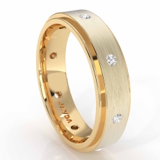 Bezel Diamond Matte Step Edge Men's Eternity Wedding Band 14k Gold Yellow (0.16Ct. tw.)