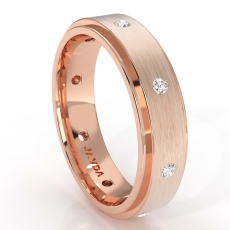 Bezel Diamond Matte Step Edge Men's Eternity Wedding Band 14k Rose Gold (0.16Ct. tw.)