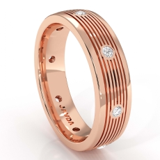 Round Bezel Diamond Ridged style Men's Wedding Band 14k Rose Gold  (0.16Ct. tw.)