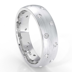 Bezel Diamond Matte Eternity Men's Wedding Band in 14k White Gold 0.20 Ct
