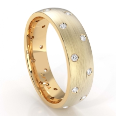 Bezel Diamond Matte Eternity Men's Wedding Band in 14k Gold Yellow  (0.2Ct. tw.)