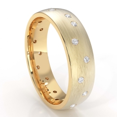 Men's Gypsy Set Diamond Matte Eternity Wedding Band in 14k Gold Yellow  (0.25Ct. tw.)