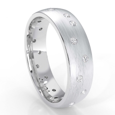 Men's Gypsy Set Diamond Matte Eternity Wedding Band in 14k White Gold 0.25 Ct