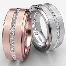 Channel Princess Diamond Eternity Men's Wedding Band in 14k Rose Gold (1.7Ct. tw.)