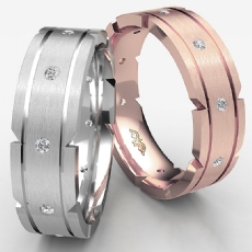 Grooved Bezel Diamond Matte Men's Eternity Wedding Band 14k Rose Gold  (0.21Ct. tw.)