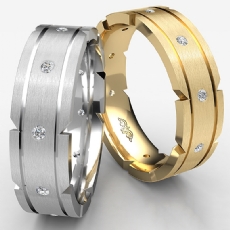 Grooved Bezel Diamond Matte Men's Eternity Wedding Band 14k Gold Yellow  (0.21Ct. tw.)