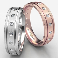 Bezel Set Diamond Matte Finish Men's Eternity Wedding Band 14k Rose Gold (0.35Ct. tw.)