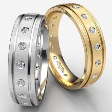 Bezel Set Diamond Matte Finish Men's Eternity Wedding Band Platinum 950 (0.35Ct. tw.)