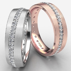 0.50 Ct Pave Diamond Eternity Men's Wedding Band Matte Finish 14k White Gold (0.5Ct. tw.)