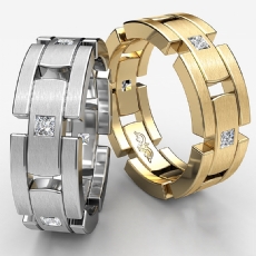 Block Link  Princess Diamond Men's Eternity Wedding Band 14k Gold Yellow (0.6Ct. tw.)