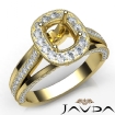 Halo Pave Diamond Engagement Cushion Semi Mount Millgrain Ring 18k Yellow Gold 0.9Ct - javda.com 