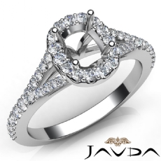 Diamond Engagement 14K W Gold Halo Pave Setting Cushion Semi Mount Ring 0.50Ct