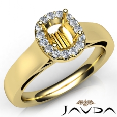 Cushion Diamond Engagement Halo Pave Setting Semi Mount Ring 14k Gold Yellow  (0.2Ct. tw.)