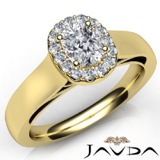 Cathedral Wide Shank Halo Pave diamond Ring 18k Gold Yellow