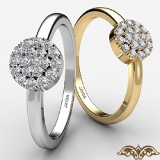 U Split Pave Women's Round Diamond Cluster Ring In 14k Gold Yellow  (0.15Ct. tw.)