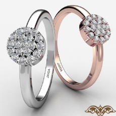 U Split Pave Women's Round Diamond Cluster Ring In 18k Rose Gold  (0.15Ct. tw.)