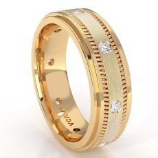 Milgrain Step Edge Diamond Eternity Men's Wedding Band 14k Gold Yellow  (0.15Ct. tw.)