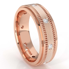 Milgrain Step Edge Diamond Eternity Men's Wedding Band 14k Rose Gold  (0.15Ct. tw.)