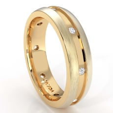 Men's Diamond Eternity Wedding Band Brushed Finish Sides 14k Gold Yellow  (0.16Ct. tw.)