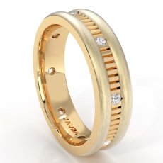 Vertical Cut Round Edge Diamond Eternity Men's Wedding Band 14k Gold Yellow  (0.16Ct. tw.)