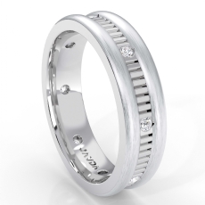 Vertical Cut Round Edge Diamond Eternity Men's Wedding Band 14k W Gold 0.16 Ct