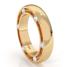 Men's Bezel Round Side Diamond Eternity Dome Wedding Band 14k Gold Yellow  (0.25Ct. tw.)