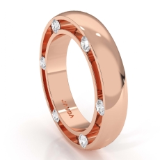 Men's Bezel Round Side Diamond Eternity Dome Wedding Band 14k Rose Gold  (0.25Ct. tw.)