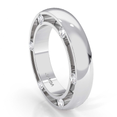 Men's Bezel Round Side Diamond Eternity Dome Wedding Band 14k W Gold 0.25 Ct